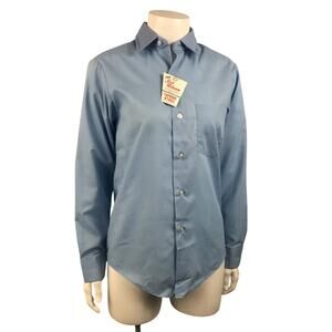 Deadstock 1960s sky blue Button Down Shirt / Mod Ivy League Shirt /  Small